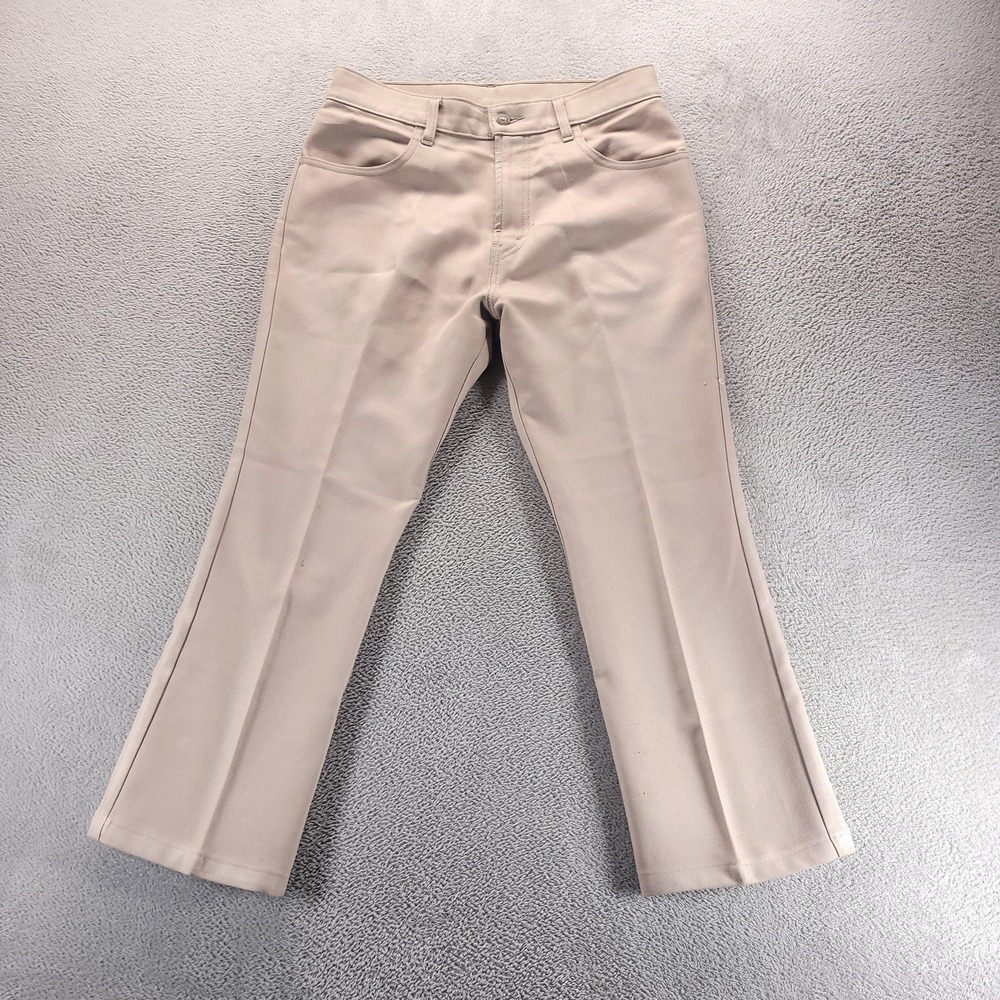 VTG Levis 517 Pants Mens 33x26 Beige Bootcut Dress Trousers Polyester